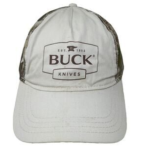 Buck Knives 5 Panel Beige Camo Hat One Size Snapback Hunting Outdoor Gear